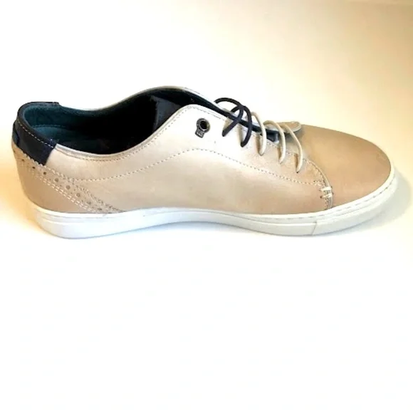 NWT Mens TED BAKER Duuke Brogue Beige Leather Trainers Sneaker 8.5 MSRP $670
